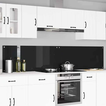 Virtuvės užpakalinė plokštė 2 pcs Juoda 120 x 50 cm