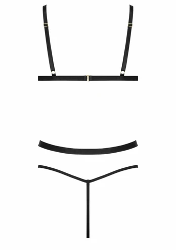 Body BD108 Elegant Lace Bodysuit with Gold-Colored Chains, Black