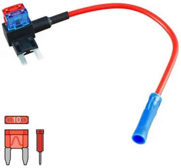 Ampire Electronics Ampire Flachsicherungsadapter mit 10 cm Kabelis Stromdieb f?r mini ATO Sicherungen
