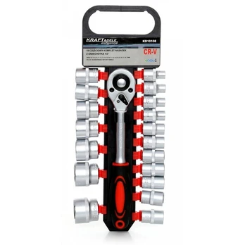 Galvučių rinkinys su terkšle 1/2" 19 vnt. KD10108