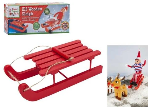 Usorteret Elf Wooden Sleigh