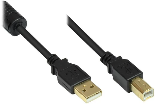 Good Connections USB2.0 Kabelis m.Ferrit A-B schw. 5m