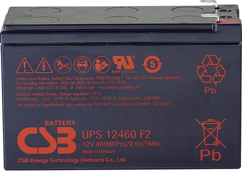 Csb Battery Battery 12V, 9Ah, AGM | UPS12460F2 | 460 W
