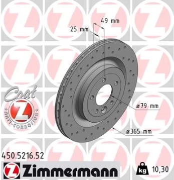 Stabdžių diskas ZIMMERMANN 450.5216.52