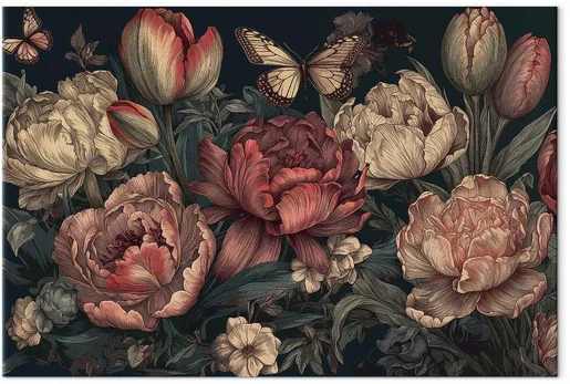 Artgeist Paveikslas - Flowers on a turquoise background