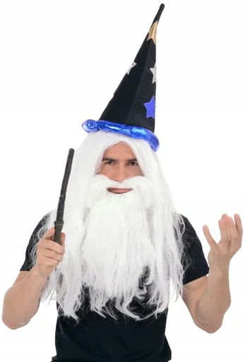 Perukas ir barzda su ūsais Wizard Merlin
