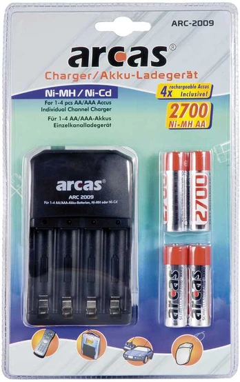 Lādētājs arcas arc-2009 +4aa 2700mah