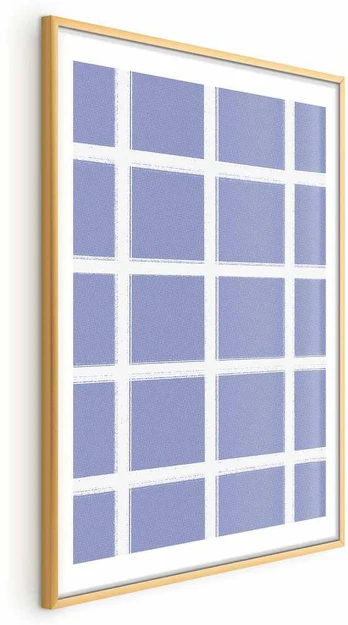 Artgeist Plakatas - Baltas Lines - a grid with large gaps on a mėlynas background