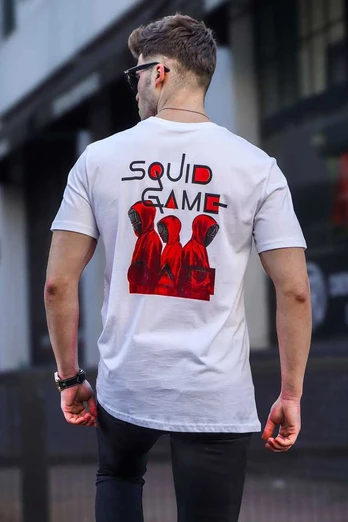 Vyriški baltos spalvos marškinėliai Squid Game