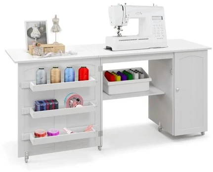 Siuvimo stalas 158 x 50 x 75 cm baltas