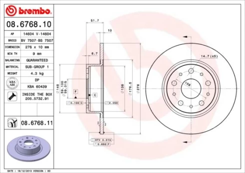 Stabdžių diskas BREMBO 08.6768.11