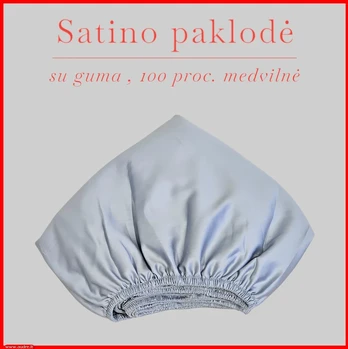 Satino paklodė su guma - 200x200+30cm.