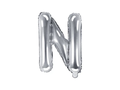 Folinis balionas Raidė "N" 35 cm, sidabrinis