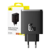Wall charger Baseus OS-Cube Pro 2xUSB-C + USB, 65W (black) kaina
