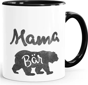 Moonworks kavos puodelis Mama Bear, juodas, vienas dydis