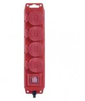 Emos Extension cable 5m / 4 sockets / with switch / juodas-red / rubber-neoprene / 1,5mm2