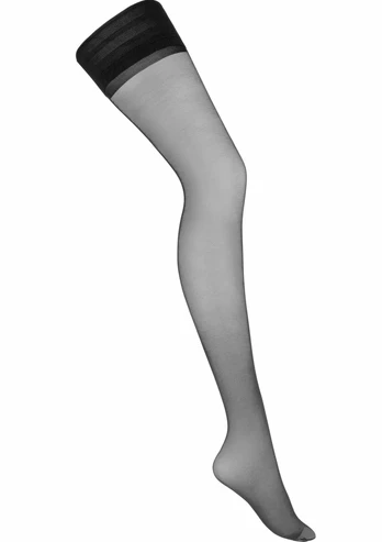 Hold Ups H037 Elegant 20 Denier Silicone-Top Stockings Black