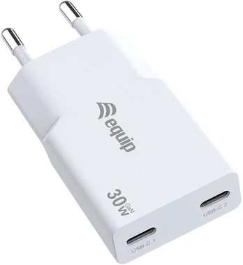 Equip Ladegerät 2Port USB-C PD3.0/USB-A GaN Slim 30W baltas