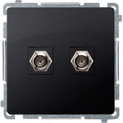 Kontakt Simon simon Basic BMAF2.01/28, dvigubas F tipo antenos lizdas, grafitas