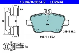 ATE 13.0470-2634.2 Brake pad set kaina