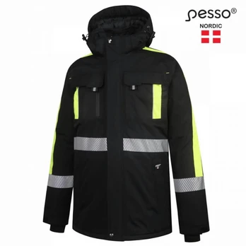 Žieminė striukė Nova, juoda/geltona 4XL, Pesso