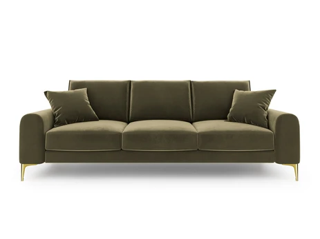 Keturvietė sofa Mazzini Sofas Madara, žalia/auksinės spalvos