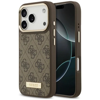 Case Guess 4G Logo Plate MagSafe for iPhone 18 Pro Max / 17 Pro Max brown
