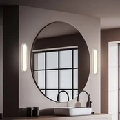 LED vonios sieninis šviestuvas „Pil“, chromo spalvos, plotis 35 cm, plastikas