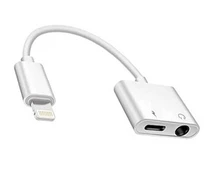 Adapteris Digitalome LCB-108 Lightning, Type C / 3.5mm, 0.12 m, balta