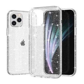 Dėklas telefonui Crystal Glitter -iPhone 14 Plus, sidabrinis