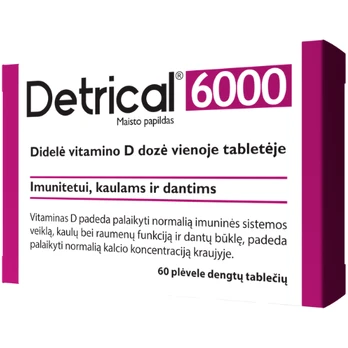 Detrical (vit. D) 6000IU plėv. dengt. tab. N60