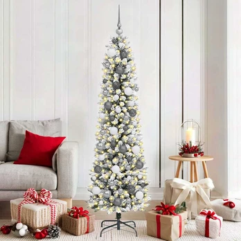 Kalėdų medis with Decorative String Lights Balta 180 cm PVC