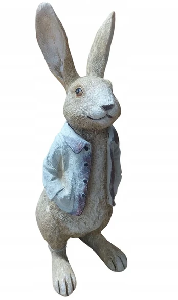 Zuikis, dekoracija, kreminė striukė, aukštis 31 cm
