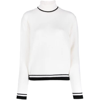 Kardiganas moterims, Balta, Turtleneck sweater
