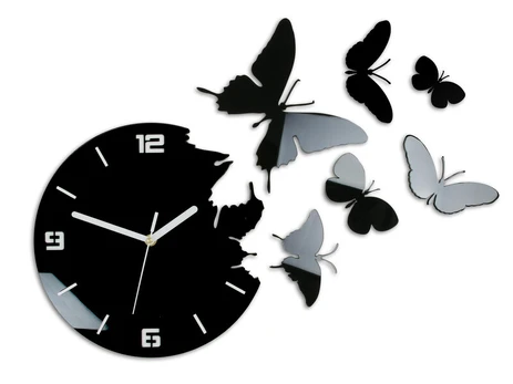 Sieninis laikrodis Butterfly3dBlack