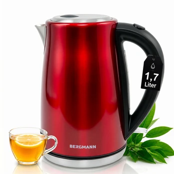 Elektrinis virdulys Bergmann, 1,7 l, 2200 W, raudonas