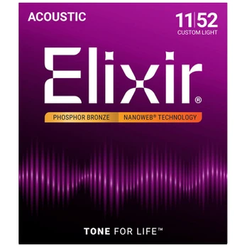 Elixir Strings 16027 Phosphor Bronze Custom Light NW - akustinės gitaros stygos (11–52)