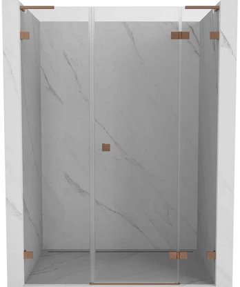 Dušo durys Mexen Lunar L, dešinė, 135 cm, transparent/brushed copper