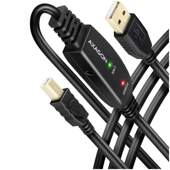 Axagon Active jungtis USB 2.0 A-M > B-M laidas, 20 m ilgio. Maitinimo variantas.