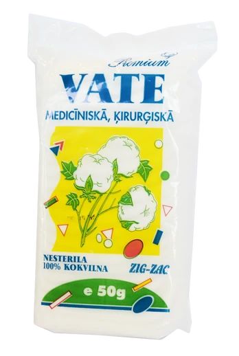 Mediteks Premium medicininė, chirurginė, zigzaginė vata, 50 g