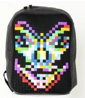 Mokyklinė kuprinė Pixel, juoda/pilka kaina