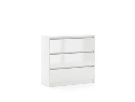 Komoda Simple, balta sp./balta blizgi sp., 78.5 cm x 80 cm x 39 cm