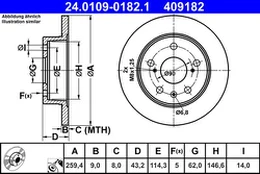 ATE 24.0109-0182.1 Brake Disc kaina
