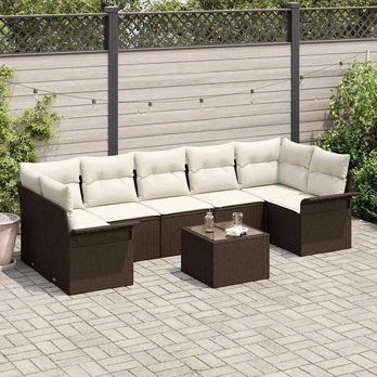 8 dalių sodo sofa su pagalvėlėmis ruda poli ratanas