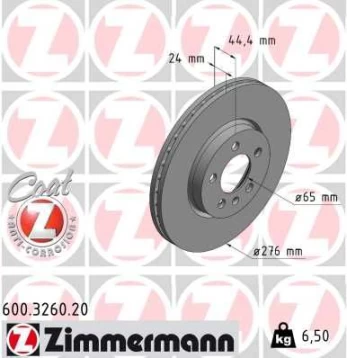 Stabdžių diskas ZIMMERMANN 600.3260.20