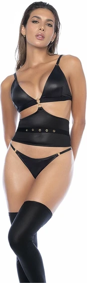 Mapale Three-Piece Intimate Set S/M Black with Handcuff Detail