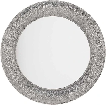 Beliani Sieninis veidrodis CHANNAY 80 cm, metalinis, sidabrinės spalvos