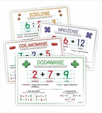 mosios lentos - Matematiniai veiksmai 4 kortelės