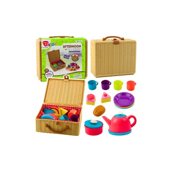 Lean Toys Tea Set in a Basket Cups Plates Sweets 23 pcs.