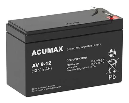 BATTERY 12V 9AH VRLA/AV9-12 T2 ACUMAX EMU